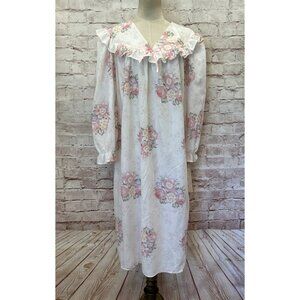 Vintage NICOLE Nightgown Womens L Floral Romance Prairie Cottagecore Ruffle NOS